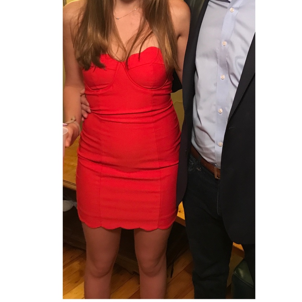 Red Scalloped Cocktail Dress